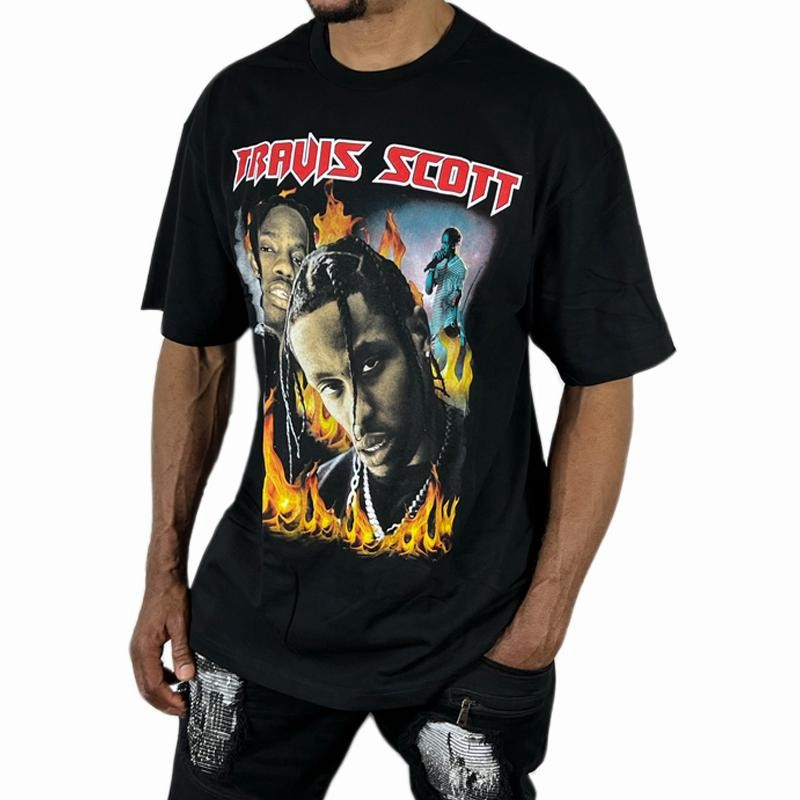 TRAVIS SCOTT ロングTシャツ 黒 ヴィンテージTシャツ プリント 
