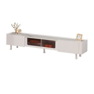 文創集 麥倫6.7尺玻璃＆岩板電視櫃-200x39x43cm免組