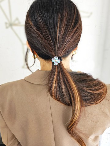 Austrian Crystal Heart-Shaped Flower Hair Tie