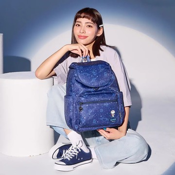 SNOOPY太空人-翻蓋後背包-深藍