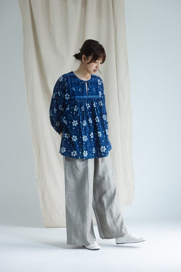 亞麻口袋寬褲_灰