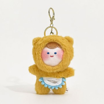 萌趣立體造型變裝女孩絨毛公仔鑰匙圈掛飾 熊熊套裝