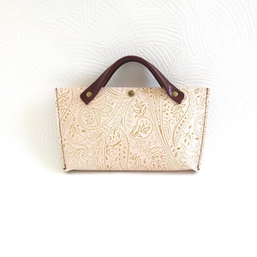 輕巧外出・牛皮・極簡托特包・棕色系・佩斯利圖案・073