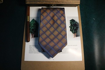 褐色大菱格真絲領帶商務正裝百搭necktie