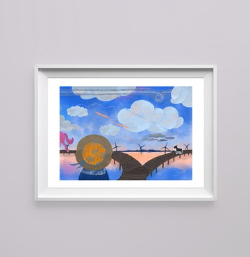 艸方作品 限量只有五版 高美濕地 風景畫 超現實 掛畫 複製畫