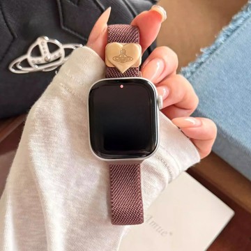 愛心磁吸扣尼龍錶帶 適用Apple watch11錶帶 iwatch錶帶 全系列通用錶帶 當季