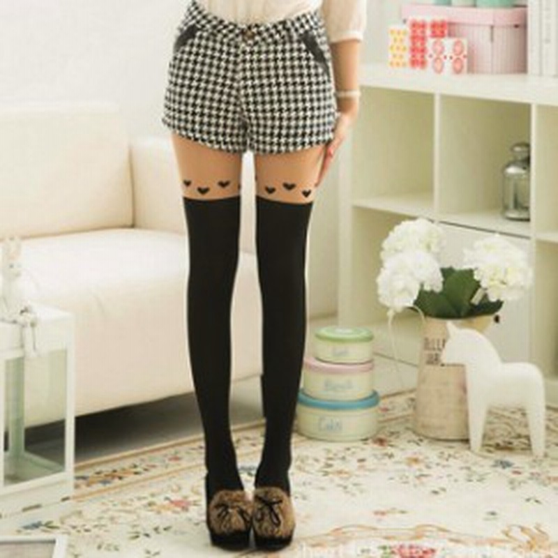 3足セット ハートが可愛い ニーハイ風タイツ 通販 Lineポイント最大1 0 Get Lineショッピング