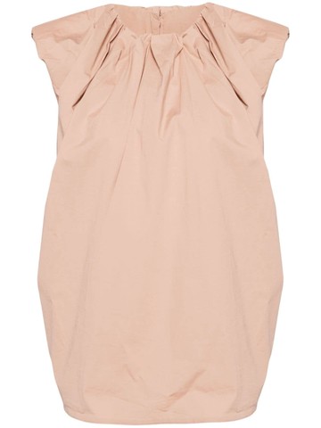 JNBY - frilled-neck cotton T-shirt - women - Spandex/Elastane/Cotton/Cotton - XS - Neutrals