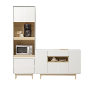 直人木業-NINA北歐簡約風電器櫃餐櫃組182公分(一個電器櫃60公分+一個餐櫃122公分)