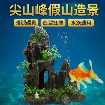 【尖山峰造景】大型假山擺件｜水族箱仿真造景×立體視覺×自然風格