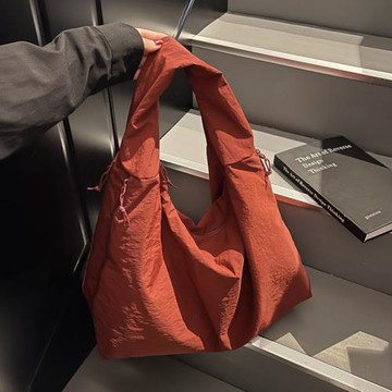 慵懶風褶皺腋下托特包女大容量休閑簡約單肩包時尚潮流手提包包女