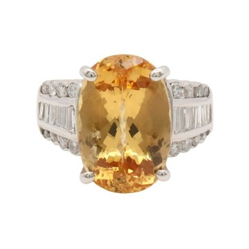 JEWELRY 無品牌珠寶 黃色 托帕石 鑽石 PT900鉑金 戒指 【二手名牌BRAND OFF】