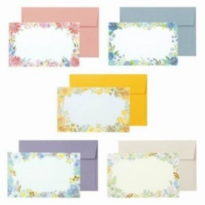 ミニカード 封筒付き 5枚入 グリタリングフラワー 花