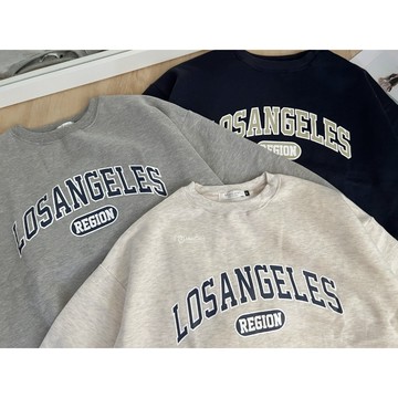 【MasCool】 LosAngeles 大學T 洛杉磯大學T 刷毛大學T 寬鬆 大學TEE 內刷毛