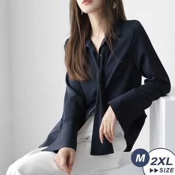 【LANNI 藍尼】現+預 氣質時尚設計感同色系領巾襯衫(春秋/長袖/通勤/舒適質感)