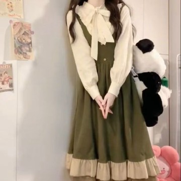 🔥店長親選🔥大碼女裝秋季套裝女2025新款時尚改良漢服外套收腰連衣裙兩件套潮 外套 洋裝  套裝 個人套裝