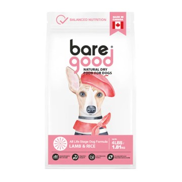 bare good真原力-4LB(1.81KG) 自然健康狗糧-放牧羊&米 (BG-CDA013) 台灣公司貨 (購買二件贈送K9wang寵物果醬玩具*1個隨機出貨)