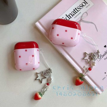 簡約草莓波點 可愛 適用Airpods4耳機殼 Pro3保護套 Pro2蘋果防摔殼 1/2/3/4代保護殼