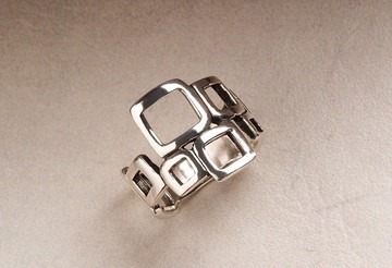 925純銀飾 幾何藝術方塊極簡寬版戒指 可訂製戒圍