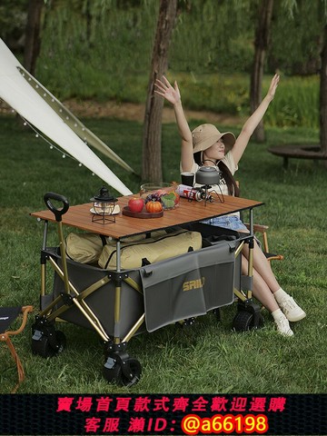 【台灣公司 可開發票】全鋁合金露營車手推車戶外擺攤小推車便攜可折疊野餐拉車營地車