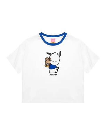 【CACO】帕恰狗貼布撞色上衣