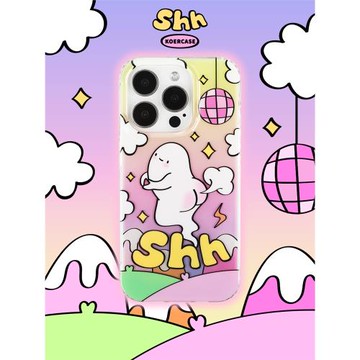KOERCASE shh噓比心小幽靈手機殼涂鴉甜美情侶可愛少女 卡通插畫原創意小眾適用蘋果16iPhone15ProMax14Pro13