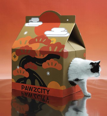 金松兔年 金屏風貓抓板貓屋組合 加大款 傳統印花 風水松樹