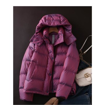 lulu電光紫90白鵝絨羽絨服女小個子短款2024冬加厚收腰大牌鵝絨服