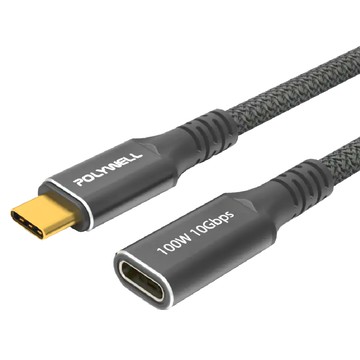 POLYWELL 寶利威爾 100W USB3.2 Type-C 公對母延長線 PW15-W45-N011  1條  25cm