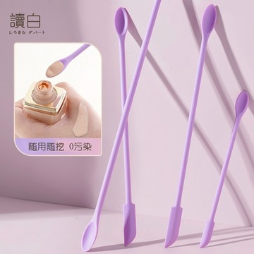 化妝品挖取勺【讀白-現貨附發票】矽膠雙頭刮刀化妝品 空瓶神器 矽膠刮棒 紋繡色乳色乳刮勺 紋繡色乳瓶刮勺 面霜粉底乳液小