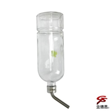 LIXIT鸚鵡鳥鼠兔類45度鋼管雙珠出水設計防咬玻璃飲水瓶780ccc附彈簧掛繩