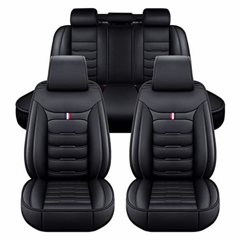 メーカー在庫少、売り切れ時はご容赦ください  rasiarpioジープチェロキー対応カーシートカバーフルセット、ツートン防水レザーシートカバー、ソフト通気性耐摩耗カーシートプロテクター  (ブラック)