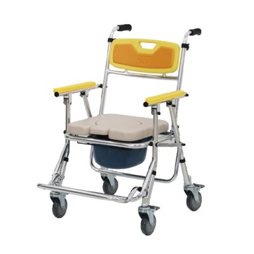 富士康 鋁附輪收合馬桶椅 (升級凹型子母墊/可調高低/EVA背)FZK-4546【杏一】