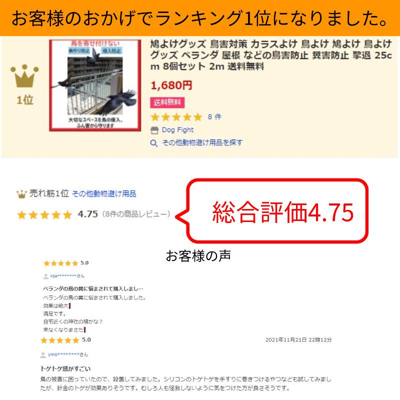 鳩よけグッズ 鳥害対策 カラスよけ 鳥よけ 鳩よけ 鳥よけグッズ ベランダ 屋根 などの鳥害防止 糞害防止 撃退 25cm 8個セット 2m 送料無料