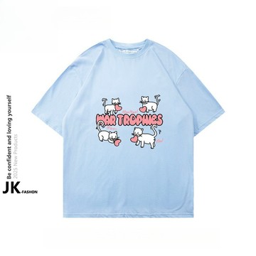 【JK有貨】100%純棉 甜美女生上衣 韓版上衣 短袖T恤女 潮牌圓領 夏天衣服女 寬鬆衣服 上衣 短袖T恤男 男生短袖