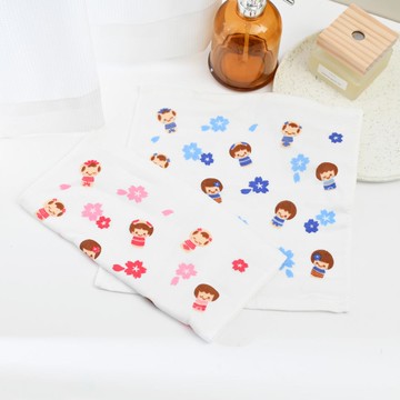 日本娃娃紗布方巾-多色任選
