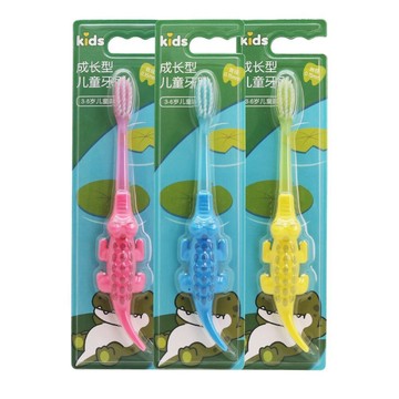 【牙齒寶寶】小鱷魚 3-6歲 兒童牙刷一支(附刷頭蓋)