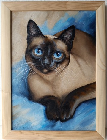 暹羅貓肖像油畫泰國貓藝術