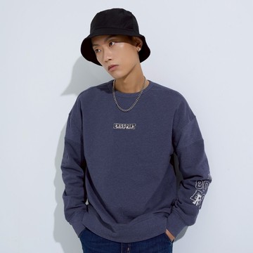 【ERSS】男裝 長袖 t恤 長袖上衣 t恤 厚磅 隨意自在慵懶厚長T 灰藍 -男【K60329】