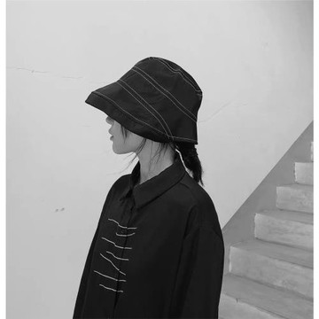 GARBASTES暗黑風設計師款線條漁夫帽寬檐帽男女盆帽男女極簡主義