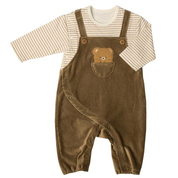 akachan honpo - 長袖假兩件兔裝-咖啡色