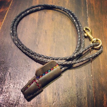 純手工編織識別證皮革吊鍊 純銅五金    (免費印字）（不包含證件套）