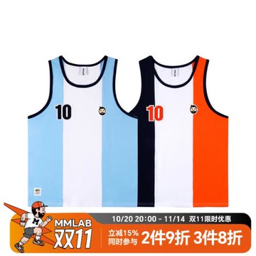 MMLABCREW MRMAI系列夏季logo刺繡拼色純棉運動休閑健身印花背心