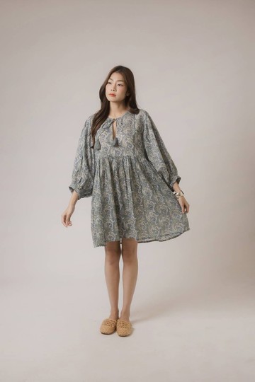 Bella Mini Dress 100% Cotton Hand-block Printed Fabric Made in India