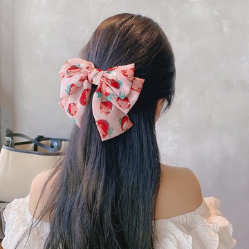 草莓大蝴蝶結發夾女夏后腦勺頂夾頭飾年新款發卡頭花飾品發飾