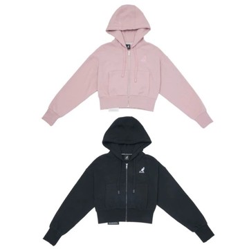 KANGOL 外套 黑 粉 落肩 短版 連帽外套 女 64521402-