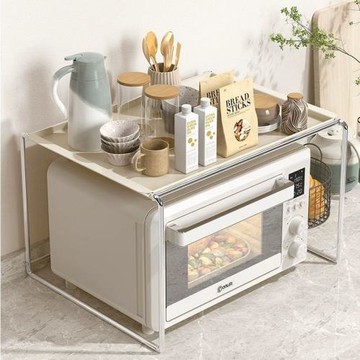 廚房微波爐電烤箱多功能臺面收納置物架家用ins風不銹鋼烤箱支架