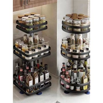 居家家可旋轉360度廚房置物架調料收納置物架收納架油鹽醬醋調味
