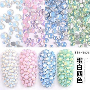 🎀台灣出貨🎀 美甲用品美甲飾品平底鑽指甲鑽 玻璃水晶鑽彩鑽小鑽國貿A鑽雪蛋白大小混裝