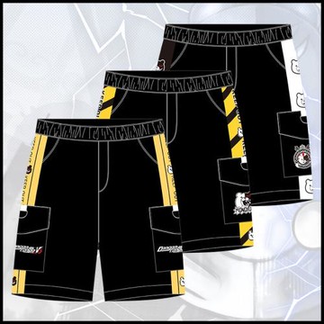 2024夏裝青少年學生彈丸論破動漫短褲黑白熊男女運動休閑五分褲子